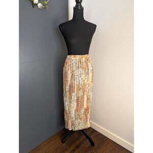 Vintage Bonjour Multicolor Patchwork Floral Pleated Skirt - Medium - Made In USA